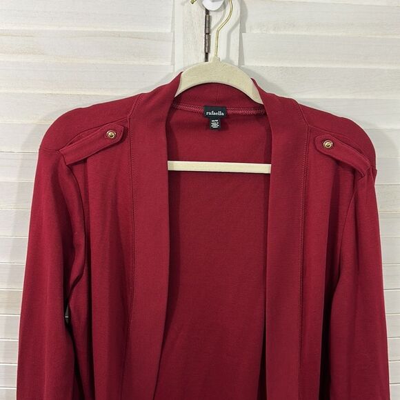 **Rafaella Cardigan Size Medium Burgundy Wine Long Sleeve * - Picture 3 of 8